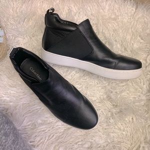 Calvin Klein Basilio 34F0938 Mens Slip On Ankle Shoes Black Leather